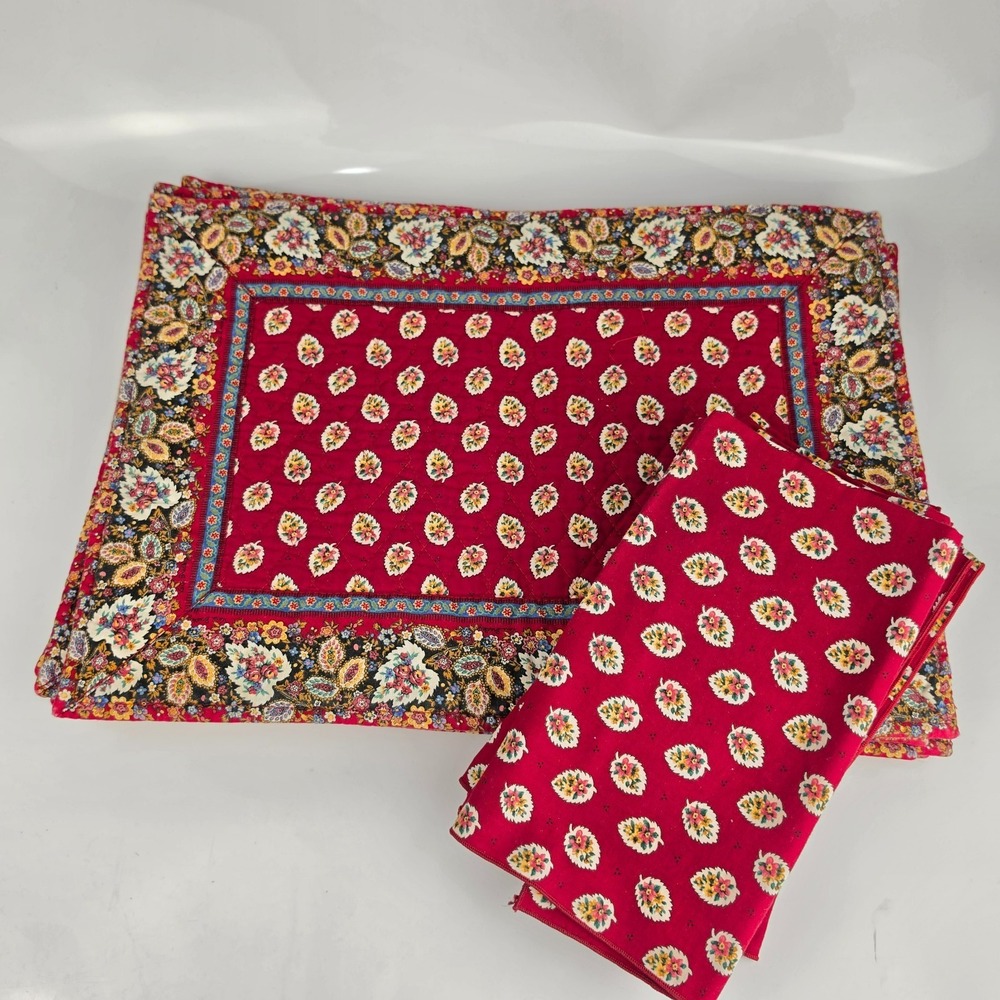 Vera Bradley Mesa Red Retired 8 Placemats 8 Napkins Quilted Cotton Vintage Set